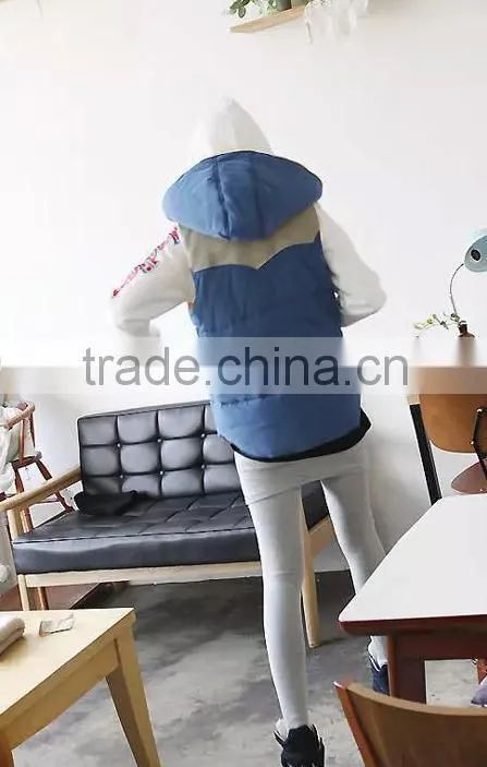 Vest female models fall and winter clothes thick cotton vest waistcoat jacket stitching quilted vest vest Hoodie