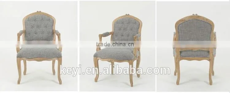 Upholstered Hand carved Fancy Retro Style Living Room Chair/Vintage French style wood Armchair (CH-923-Oak )