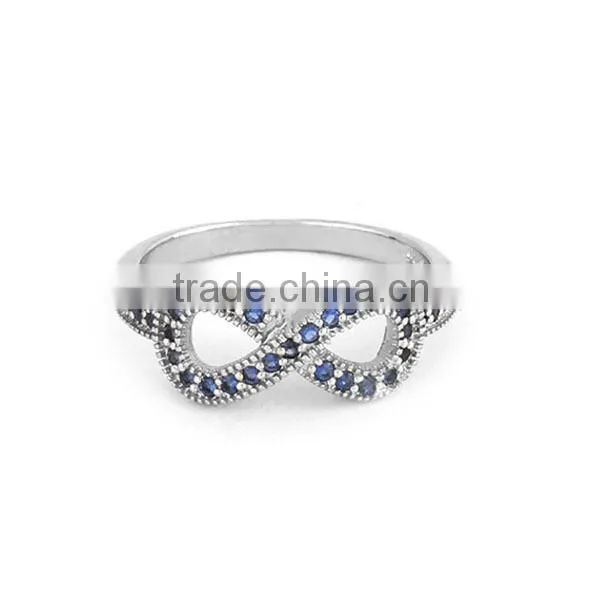Sparkling sapphire 925 sterling silver CZ infinity ring