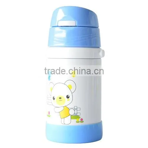 2014 Double Wall Stainless Steel Children Water baby bottle with Straw