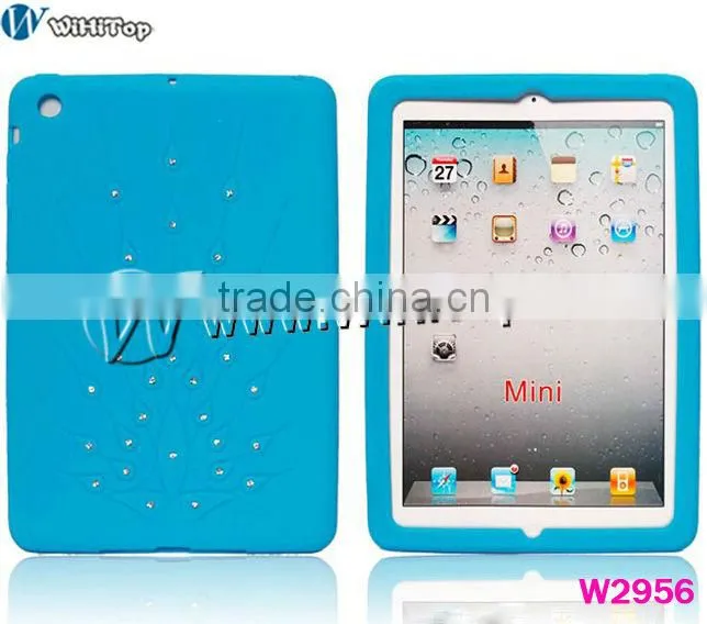 for ipad mini bling hard case,Luxury Bling Peacock Feathers Silicone case