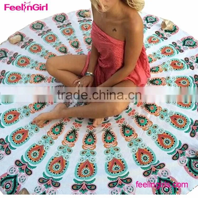 2016 Multicolor Yoga Mat Women's Beach towel Womens Blanket Table Cloth Round Beach Pool Home Shower Towel
