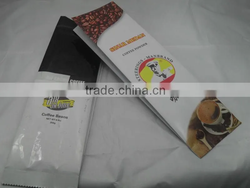 custom foil bags with valve /coffee packaging bag with valve and coffee tin/high quality side gusset packaging bags for coffee