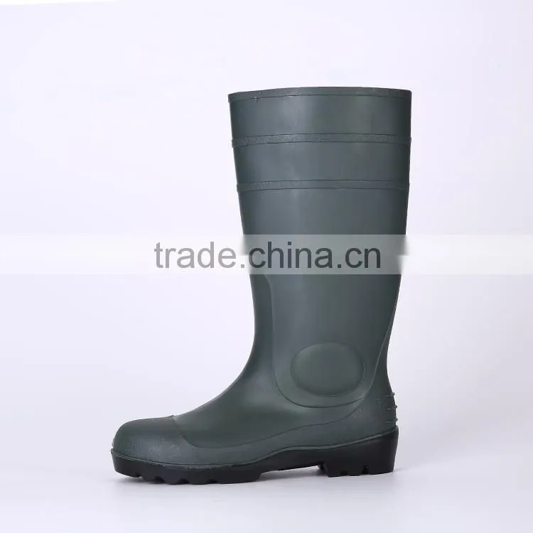 Cheap simple style safety PVC rain shoes with steel toe, industrial safety boots