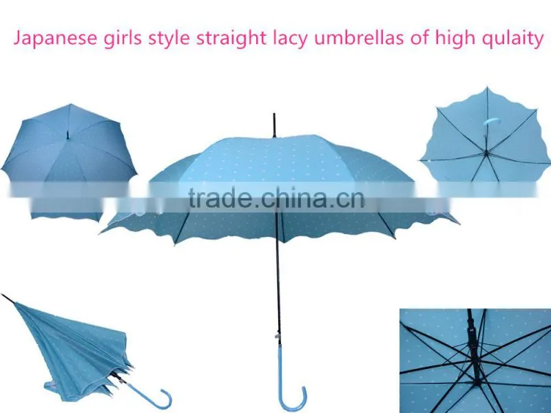 2015 most popular Japanese girls style straight lacy umbrellas of high quality