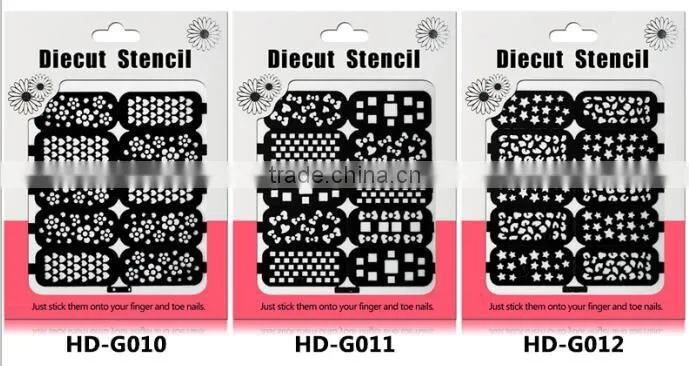 reusable stampling tool nail art stencil stickers HD 18styles nail Hollow stickers