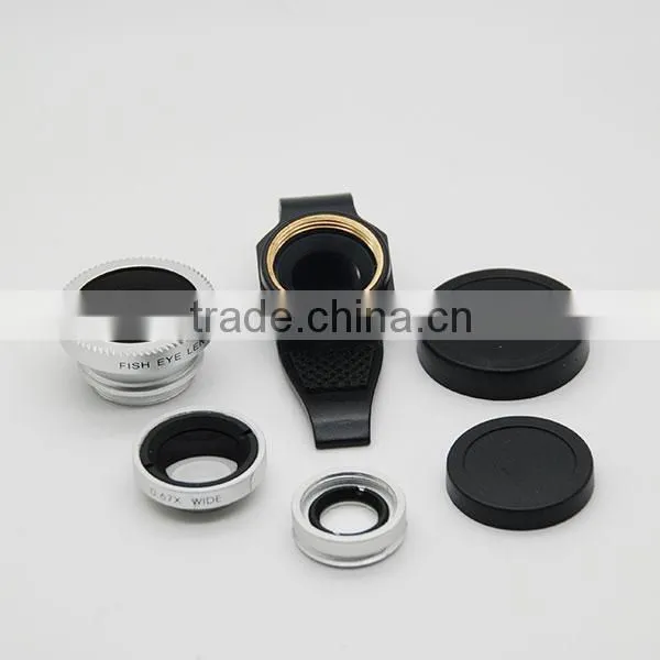 optics 3 in 1 lens kit 0.67x wide angle +macro +fisheye lens for iphone6 camera lens for smartphone
