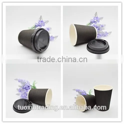8oz food grade red color disposable ripple wall paper cup for coffee