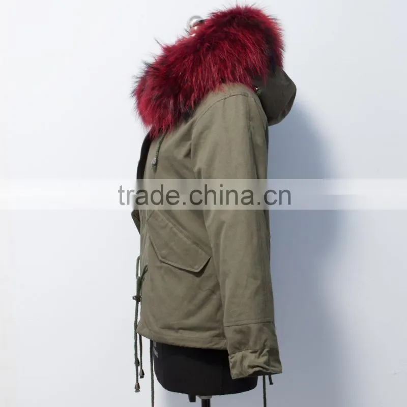 pc008 New arrival women fur trim parka jackt