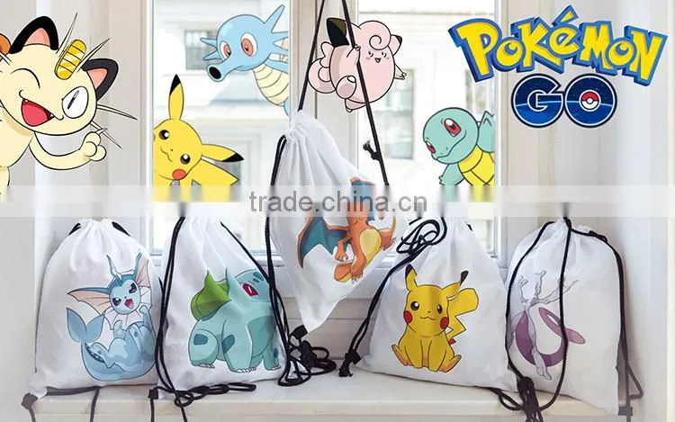 New arrive popular pokemon backpack cotton drawstring bag