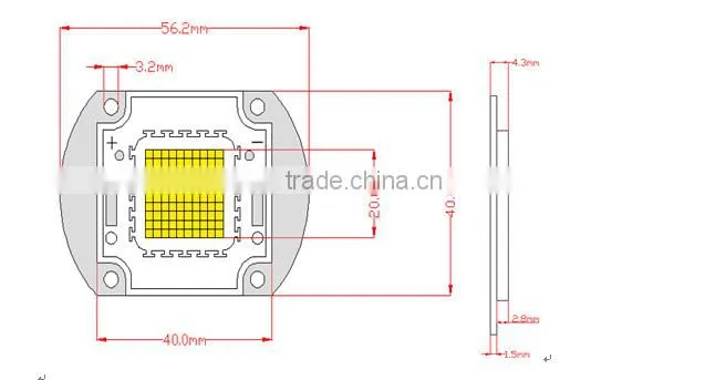 Surface Mounted 50w LED Chip Bridgelux