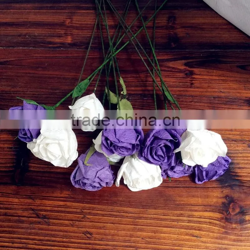 craft crepe paper flower, purple crepe paper flower, wedding decoration flower