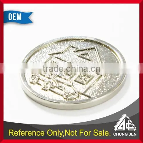 China Supplier silver custom embossed laser euro market shopping coin