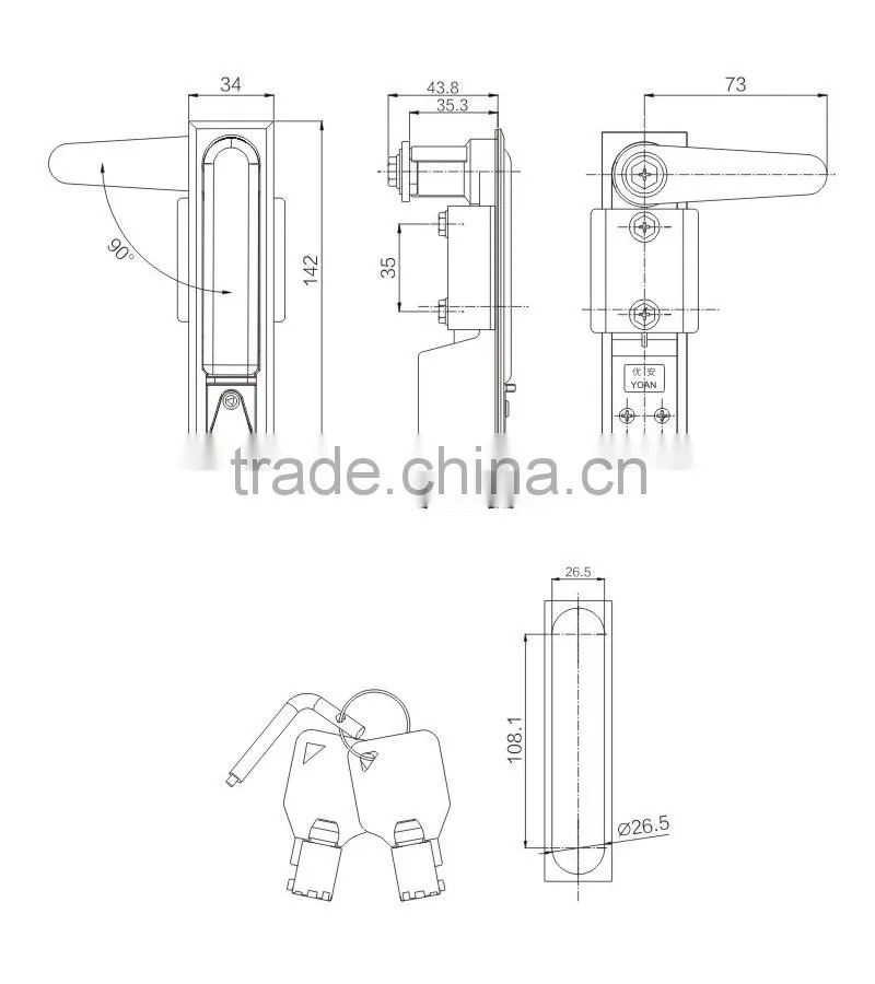 the high safe electronic plane lock for cabinet lock
