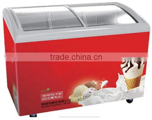 Doule Door Curved Glass Chest Freezer for Ice Cream