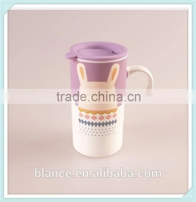 ceramic tall mug with animal design and cute style coffee mug
