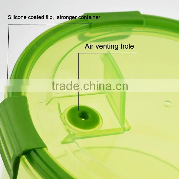 2016 NEW ARRIVAL 500ml square plastic food container with silicone co-injected lid