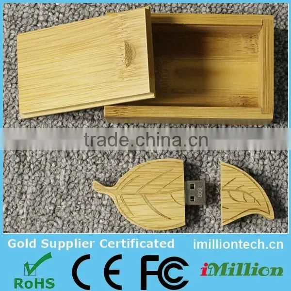 laser engraving logo wood usb flash drive leaf wooden usb 8gb