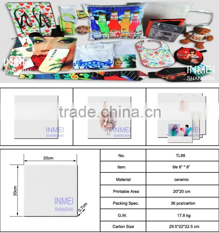 sublimation blank glazed ceramic tile 8"*8"