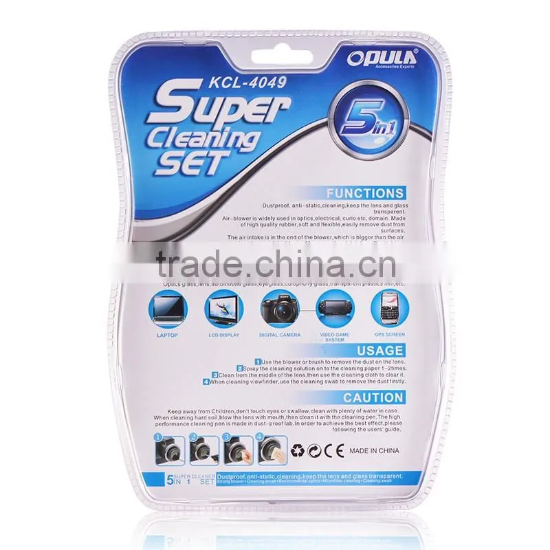 5 in 1 opula digital camera super cleaning set with spray cleaner,cloth,brush,cotton swab air blower with MSDS