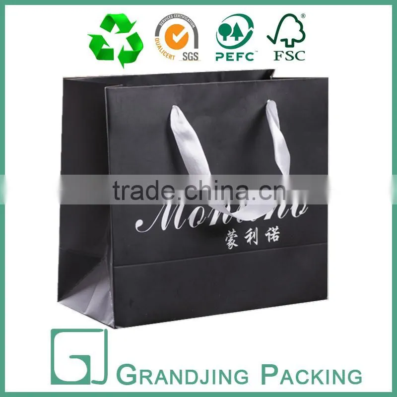 Custom design black paper bag for lady shopping packaging