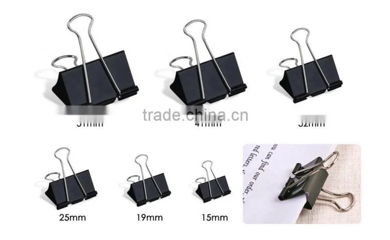 Promotion black metal binder clips with good quality