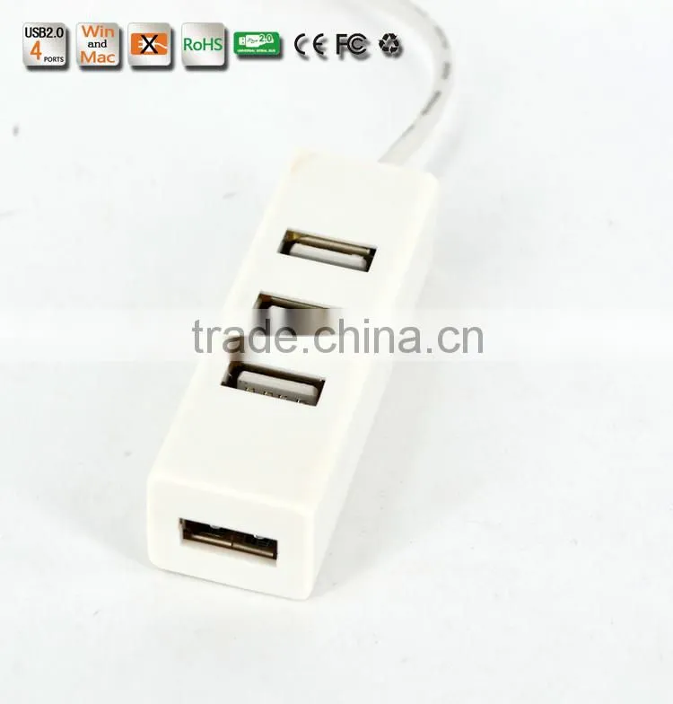 Wholesale Slim-shape Low Cost Portable and Ultra-Light Plastic Casing usb hub, 480MBPS 4-Port USB 2.0 Hub