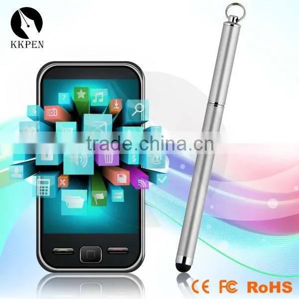 KKPEN stylus pen metal siver fashionable 2 in 1 ball pen with swinging ring