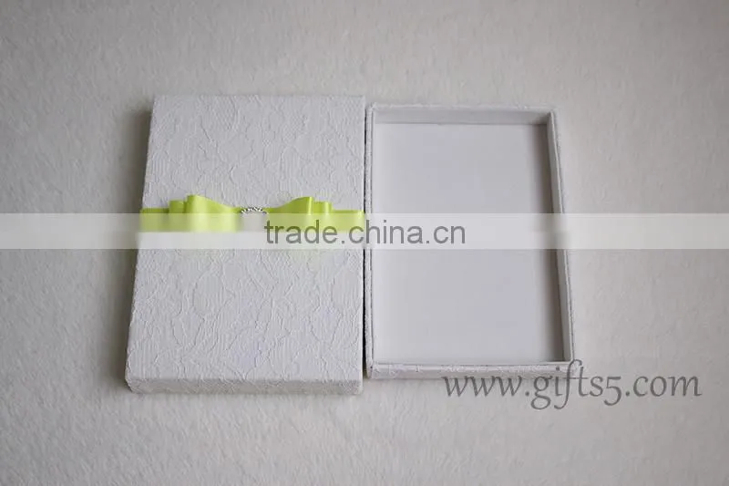 Excellent Lace Fabric Covered Wedding Invitation Boxes with pearl