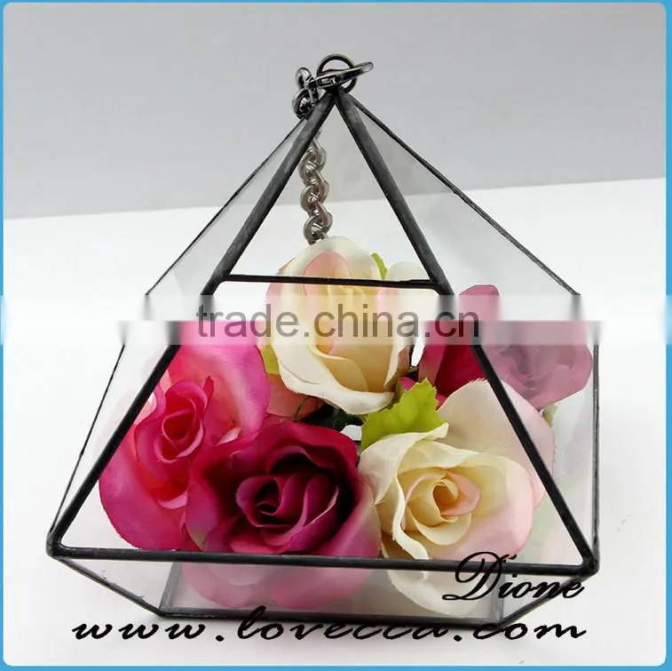 2015 Hot design wholesale indoor plant glass terrarium clear glass geometrical hanging terrarium