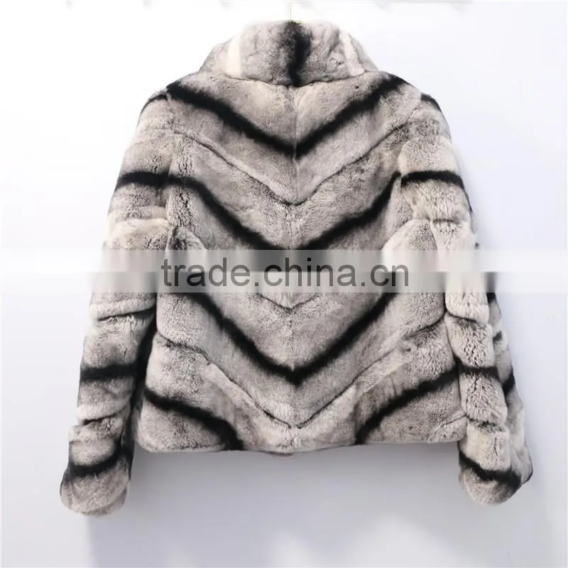 new fashion winter chinchilla color sexy rex rabbit fur coat for girls