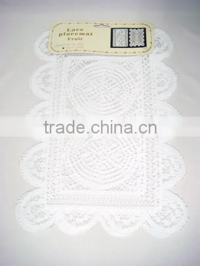 2pcs - Pure White Oblong Lace Placemat For One Dollar Item, Kitchenware
