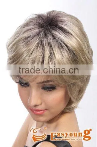 Synthetic hair wig, Blonde short synthetic full lace wigs for white women