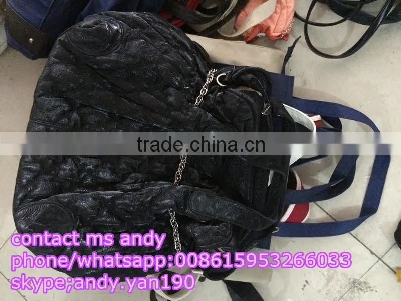 2015 fashionable wholesale second hand lady men used genuine leather bags