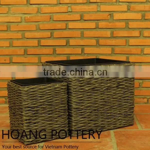 Square Rattan flower Wicker Pot