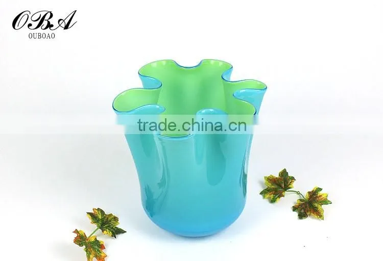 Hand-blown Modern Style Cheap Chinese Cabbage Glass Vase / Eco-friendly Home Decor Big Glass Flower Vase