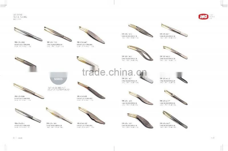 Gold and Nickel Plating Eyebrow Tweezer/Stainless Steel Tweezers