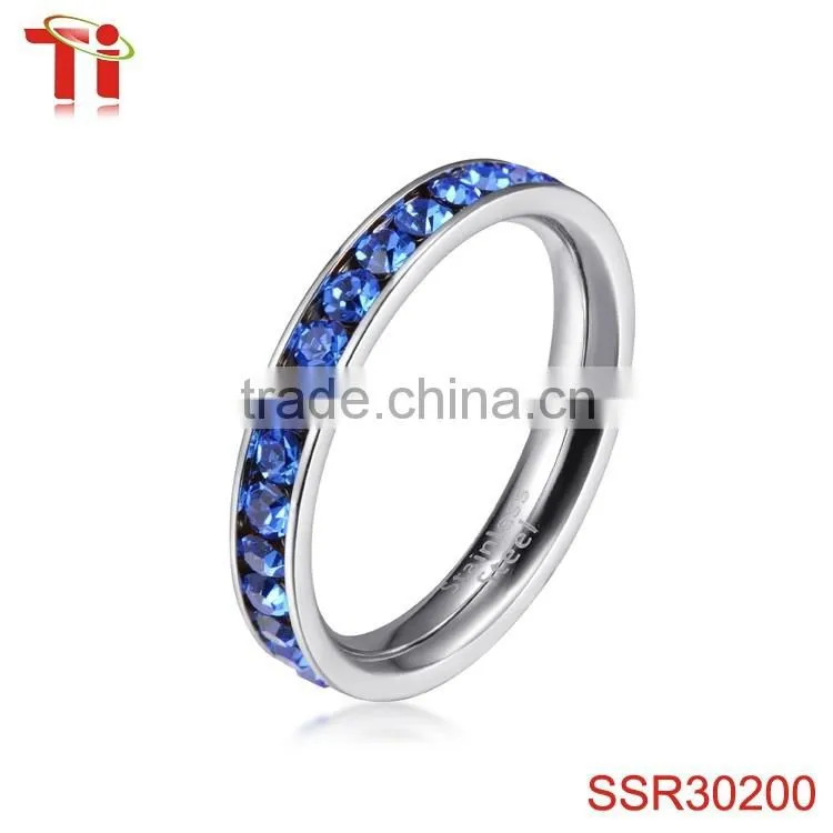 316L Stainless Steel Peridot Green Cubic Zirconia CZ Eternity Wedding 4MM Band Ring