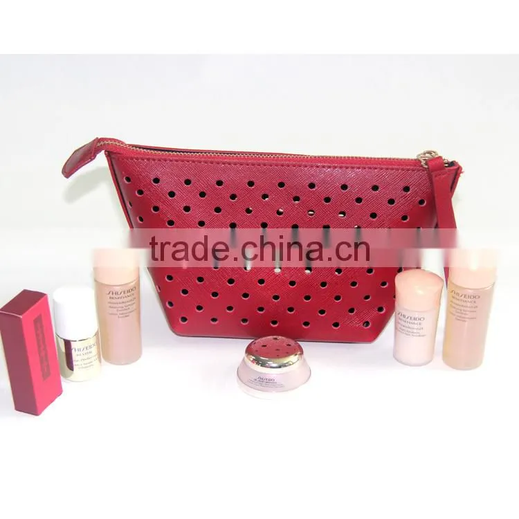 China factory good quality cheap necessarie pu dot view cosmetic bag custom brand cosmetic bag