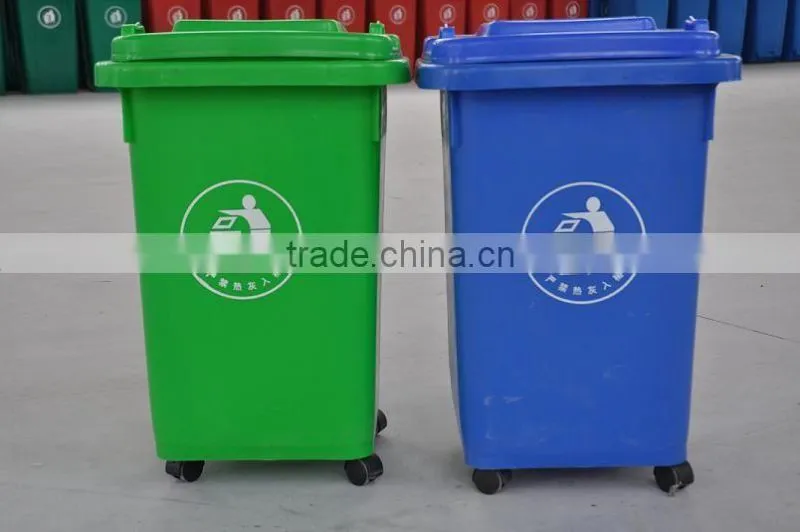 Outdoor plastic 240L garbage/rubber bin with two wheels