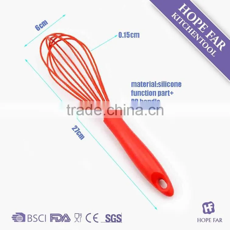 0300215 High quality 10" red color cooking silicone egg beater