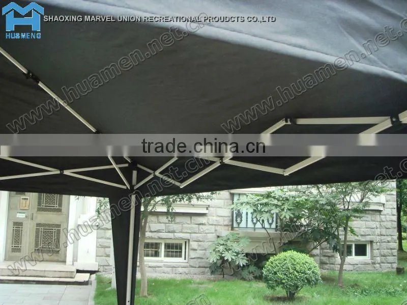 Black polyester folding gazebo with windows 3x3m