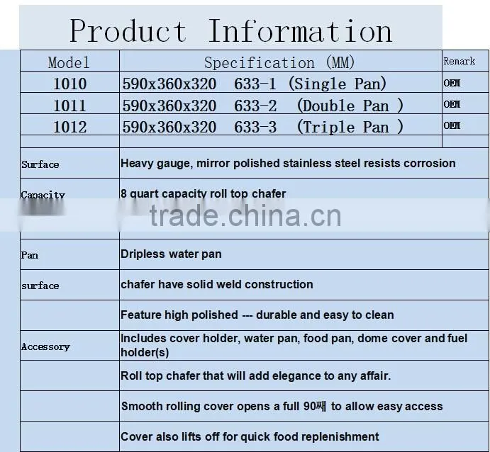 Economic Stainless steel Chafing Dish Food warmmer