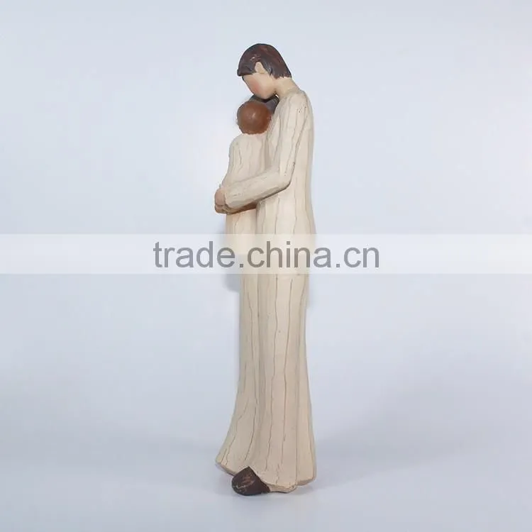 Wood imitation polyresin family figurine