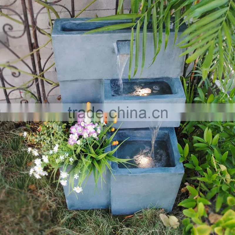 Green Unique Fiberglass Led Outdoor Square Balcony Garden Water Feature