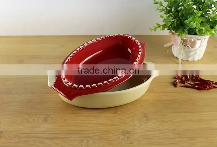 China factory supplier custom ceramic cookware oval casserole