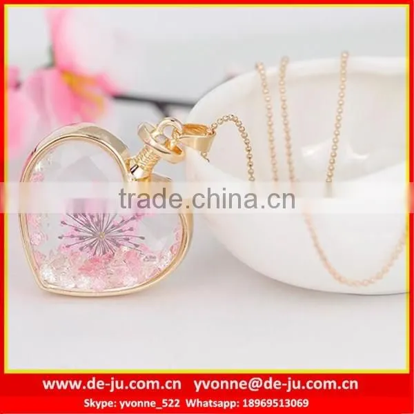 Fancy Unique Clear Glass Heart Pendant Necklace
