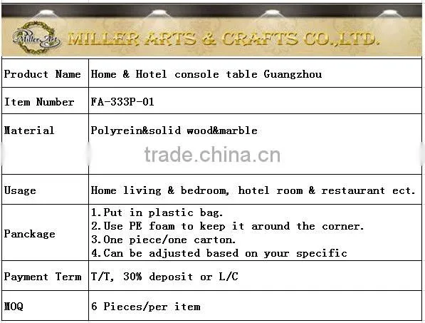 luxuriouse hotel gold console table