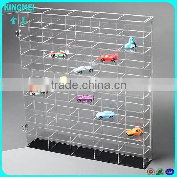 6 Tiers Acrylic Display Case, 24 slot Clear Car Model Display Holder, Wall mounted Lucite Display Box