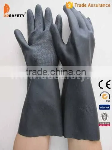 DDSAFETY Black Industry Neoprene Gloves With Long Cuff Pasted CE